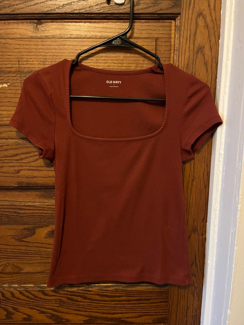 Old Navy Brick Red Square Neck cropped Short Sleeve Tee
